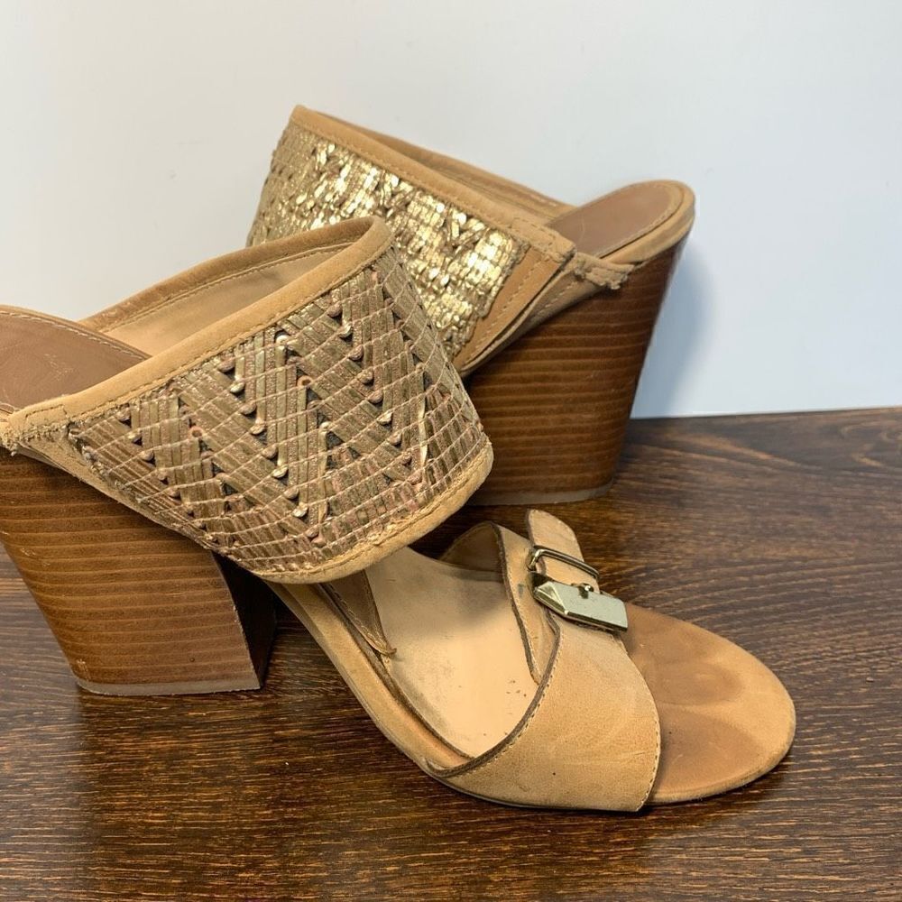  Nicole Lanette leather block mule heel size 10